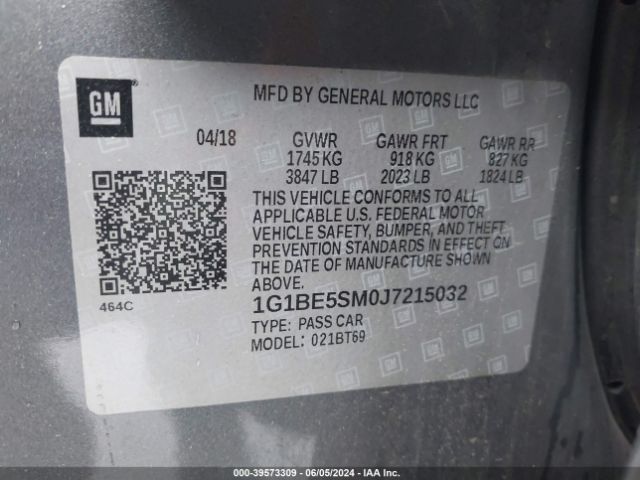 1G1BE5SM0J7215032 Chevrolet Cruze Lt Auto