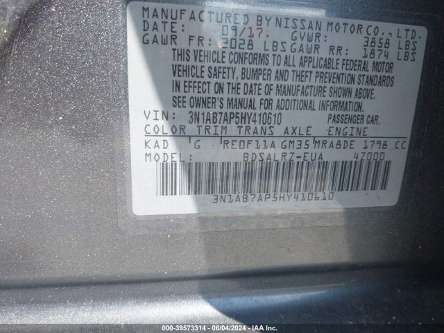 Nissan SENTRA SR 2017 3N1AB7AP5HY410610 Image 9