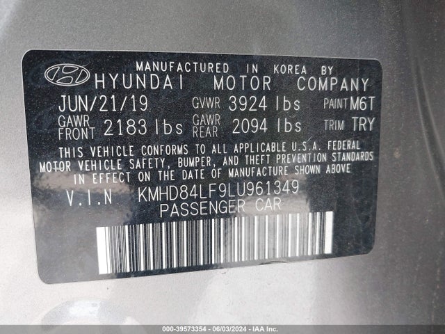Hyundai Elantra Value Edition 2020 KMHD84LF9LU961349 Image 9