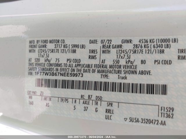 1FT7W3B67NEE59973 Ford F-350 Xl