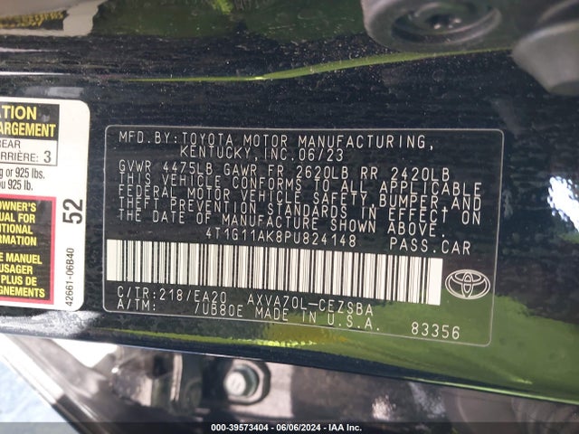 Toyota CAMRY SE 2023 4T1G11AK8PU824148 Image 9