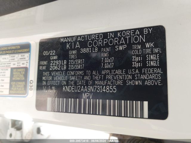 KNDEU2AA9N7314855 KIA SELTOS S