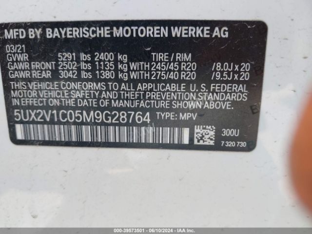 5UX2V1C05M9G28764 BMW X4 Xdrive30i