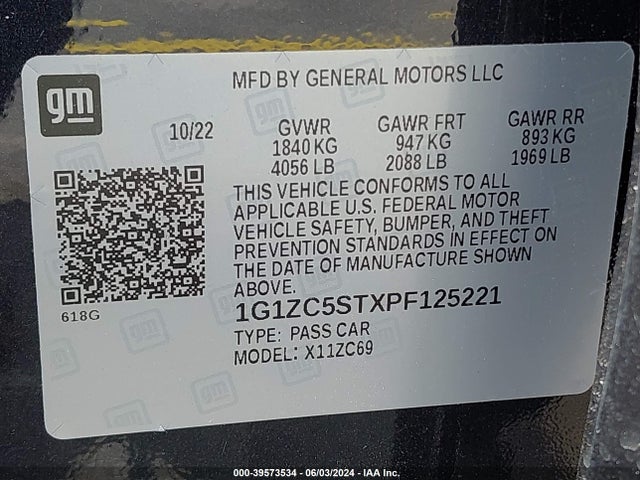 Chevrolet Malibu Fwd 1fl 2023 1G1ZC5STXPF125221 Image 9