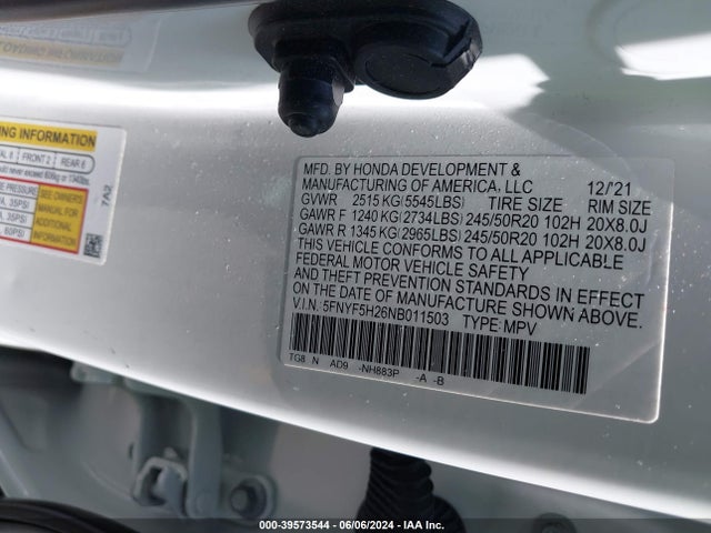 Honda Pilot 2wd Special Edition 2022 5FNYF5H26NB011503 Image 9