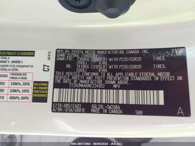 Lexus RX 350 2022 2T2HZMAA6NC234952 Image 9
