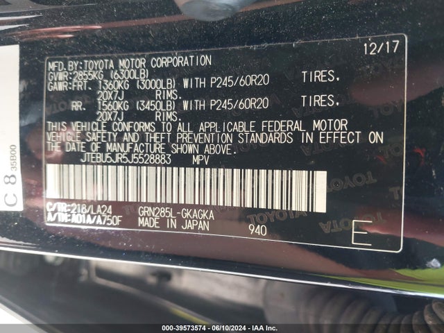 Toyota 4runner Limited 2018 JTEBU5JR5J5528883 Image 9