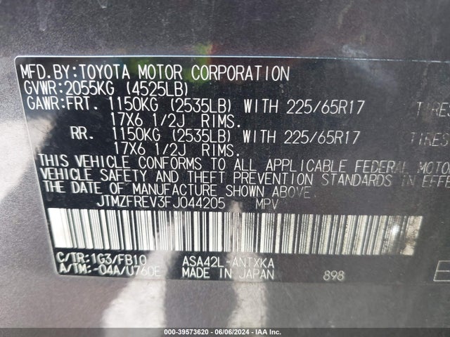 Toyota RAV4 LE 2015 JTMZFREV3FJ044205 Image 9