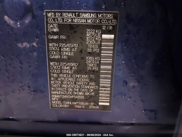 Nissan ROGUE SV 2017 KNMAT2MV0HP541551 Image 9