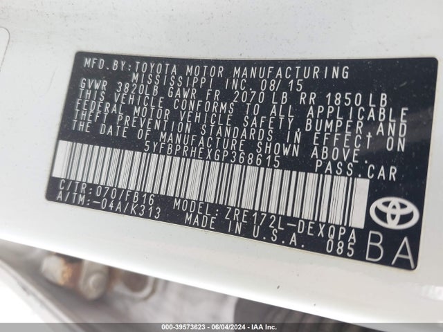 Toyota Corolla Le Eco 2016 5YFBPRHEXGP368615 Image 9