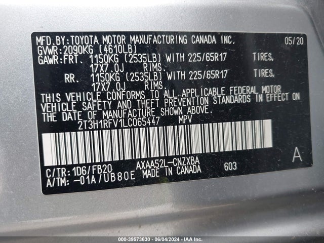 Toyota RAV4 LE 2020 2T3H1RFV1LC065447 Image 9