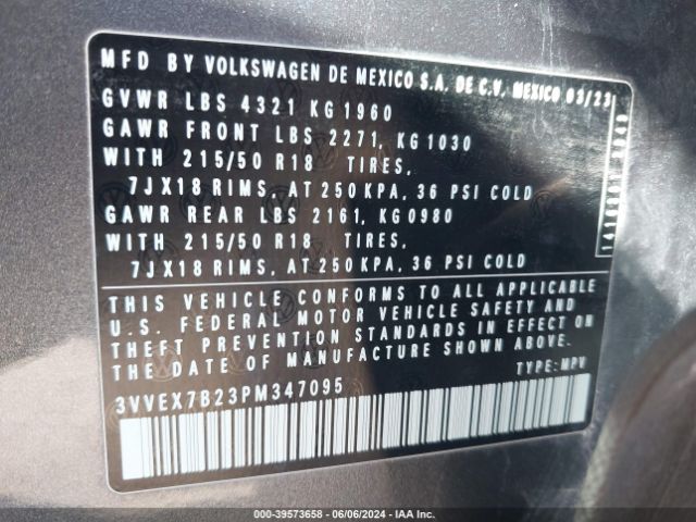 3VVEX7B23PM347095 Volkswagen Taos 1.5t Se