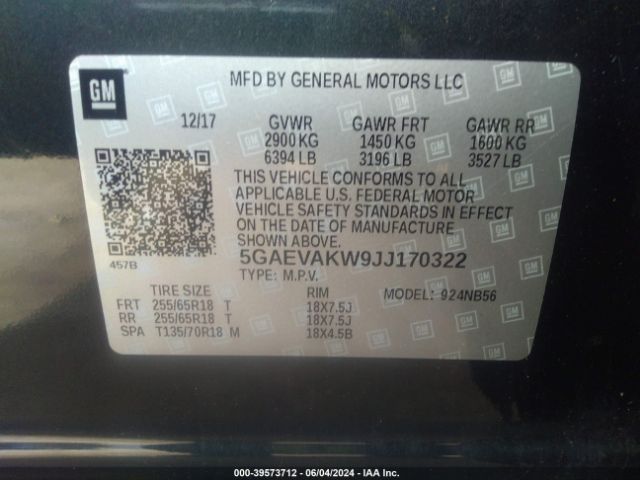 5GAEVAKW9JJ170322 Buick Enclave Essence