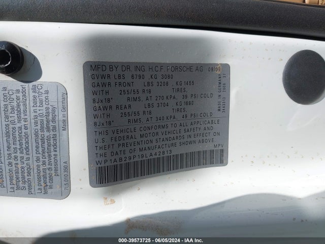 2009 PORSCHE CAYENNE WP1AB29P19LA42813 Photo 8