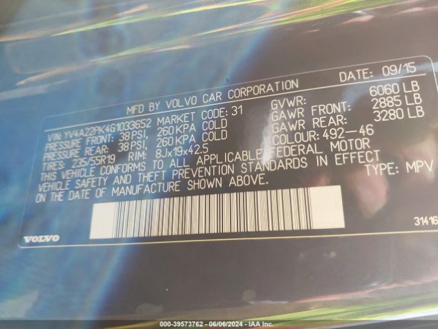 YV4A22PK4G1033652 Volvo Xc90 T6 Momentum