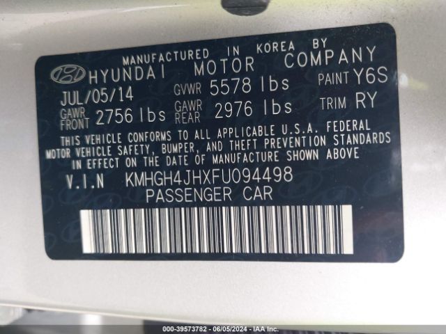 KMHGH4JHXFU094498 Hyundai Equus Signature