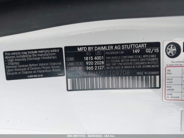 WDDPK4HA5FF109708 Mercedes-Benz SLK 250