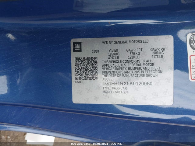 Chevrolet Camaro 1lt 2019 1G1FB1RX5K0120060 Image 9