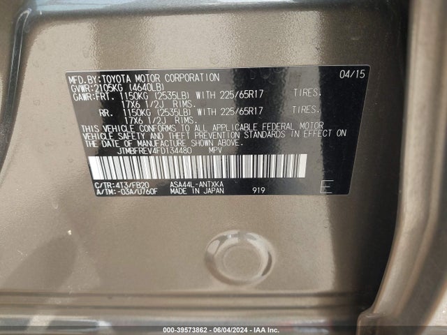 Toyota RAV4 LE 2015 JTMBFREV4FD134480 Image 9