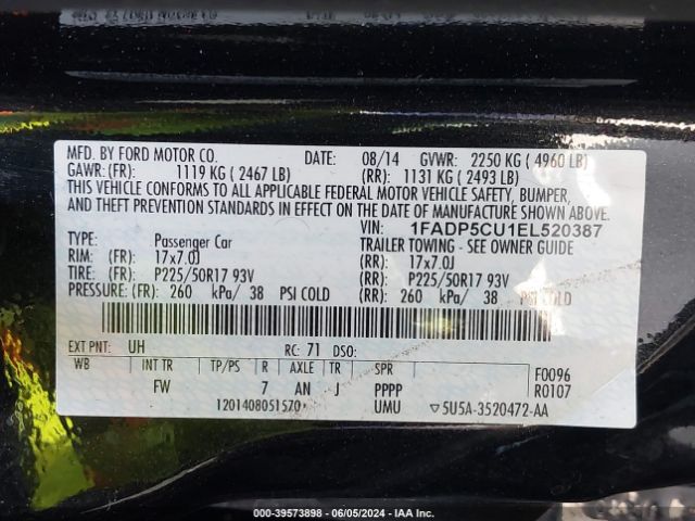 1FADP5CU1EL520387 Ford C-max Energi Sel