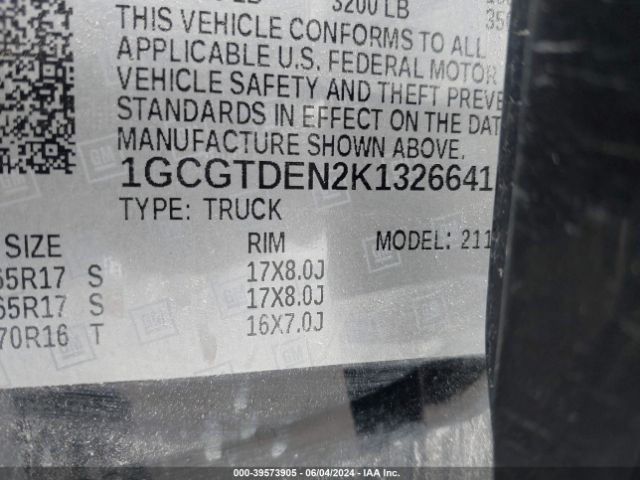 1GCGTDEN2K1326641 Chevrolet Colorado Z71