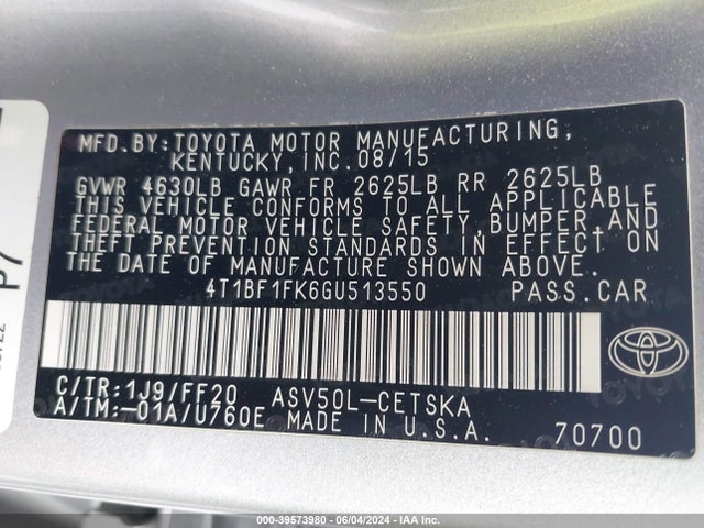 Toyota CAMRY SE 2016 4T1BF1FK6GU513550 Image 25