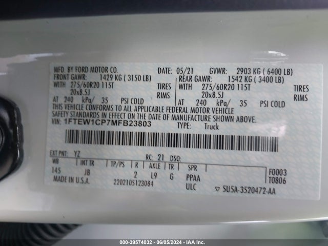 Ford F-150 Xl 2021 1FTEW1CP7MFB23803 Image 9