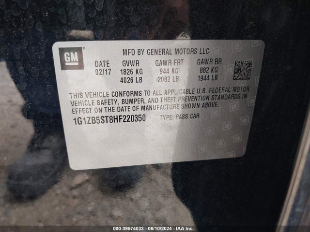 Chevrolet MALIBU LS 2017 1G1ZB5ST8HF220350 Image 9