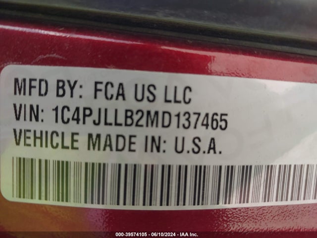 1C4PJLLB2MD137465 Jeep Cherokee Altitude Fwd