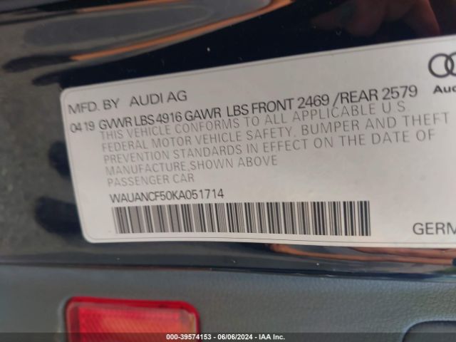 WAUANCF50KA051714 Audi A5 45 Premium