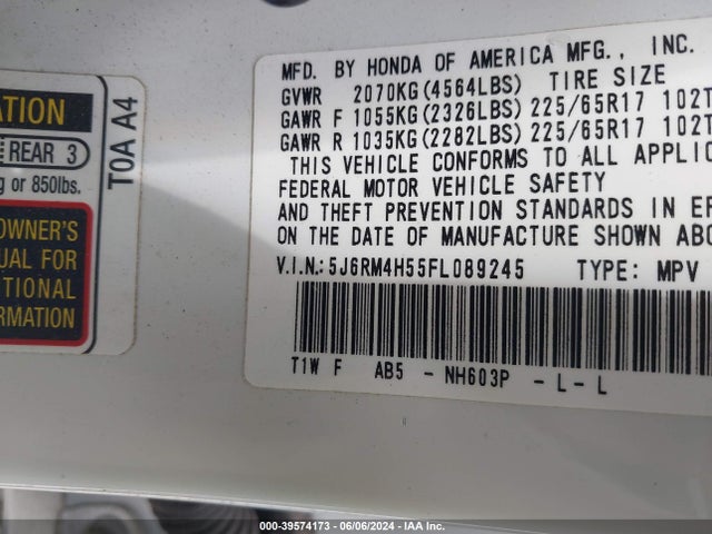 Honda CR-V EX 2015 5J6RM4H55FL089245 Image 9