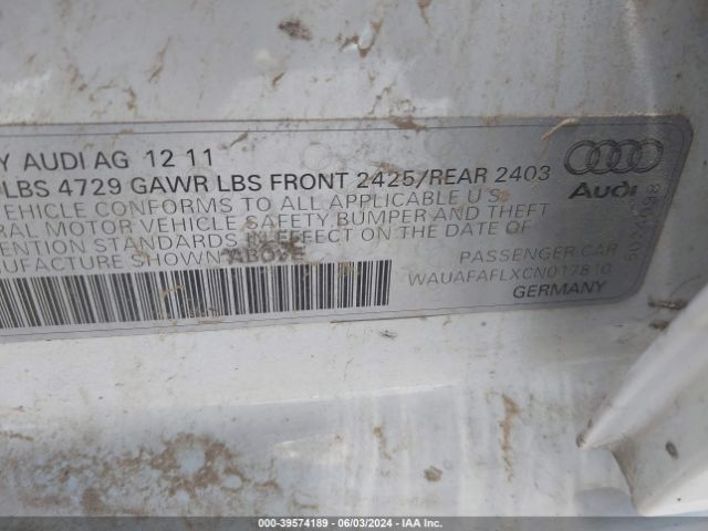 2012 AUDI A4 WAUAFAFLXCN017810 Photo 8