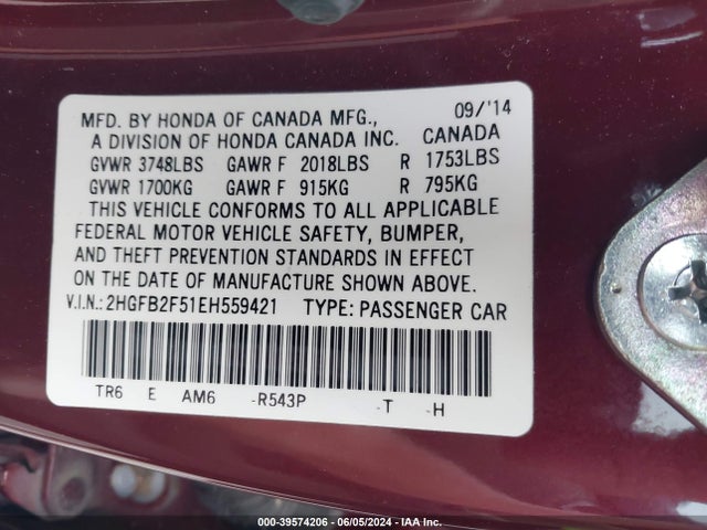 Honda Civic Lx 2014 2HGFB2F51EH559421 Image 9