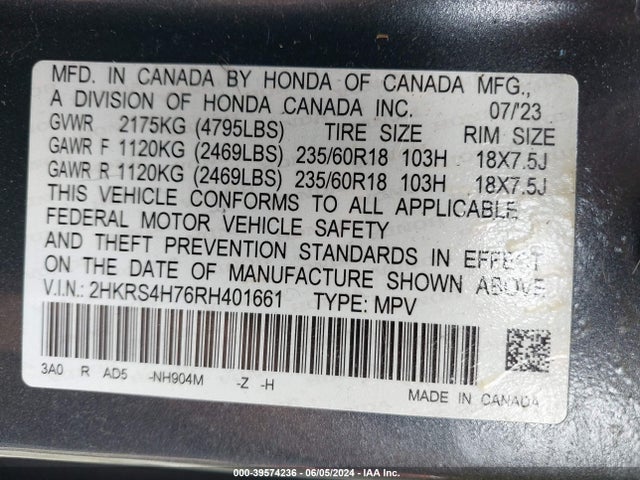 Honda Cr-v Ex-l Awd 2024 2HKRS4H76RH401661 Image 9