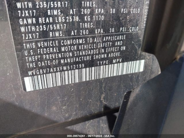 WVGBV7AXXFW512199 Volkswagen TIGUAN SE