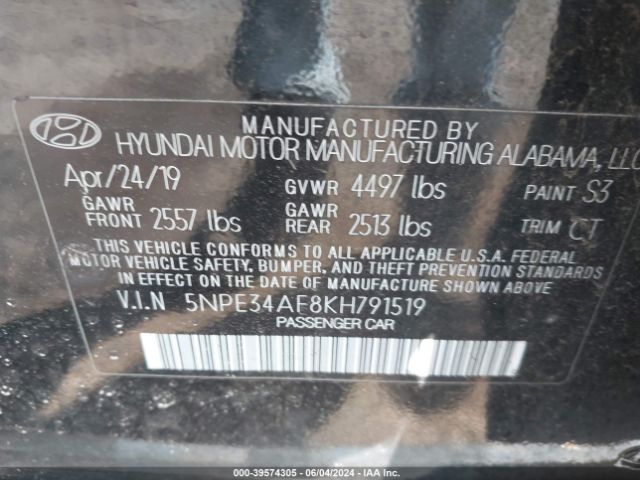 5NPE34AF8KH791519 Hyundai Sonata Sport
