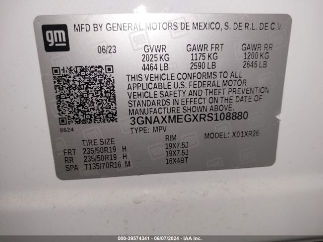 3GNAXMEGXRS108880 Chevrolet Equinox Fwd Rs