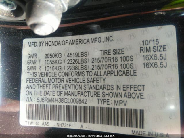 5J6RM4H38GL009842 Honda CR-V LX