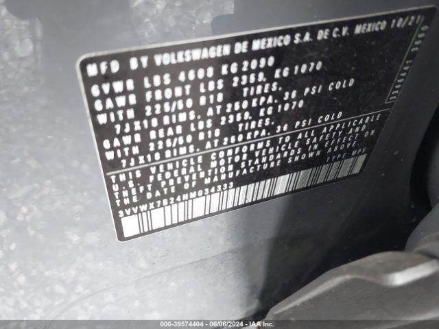 3VVWX7B24NM034333 Volkswagen Taos 1.5t Se
