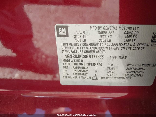 Chevrolet Suburban Ltz 2016 1GNSKJKC8GR177263 Image 9