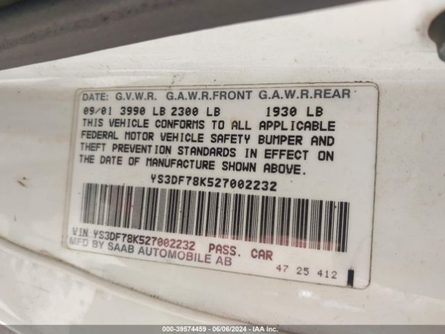 2002 SAAB 9-3 YS3DF78K527002232 Photo 8