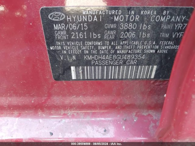 KMHDH4AE8GU489354 Hyundai Elantra Value Edition