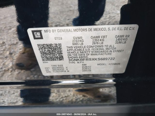 3GNKBFRSXKS689722 Chevrolet Blazer Premier