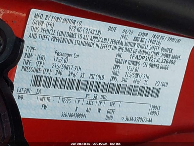 1FADP3N21JL326498 Ford Focus Titanium