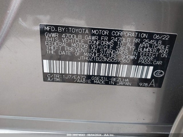 JTHGZ1B23N5057360 Lexus Is 350 F Sport
