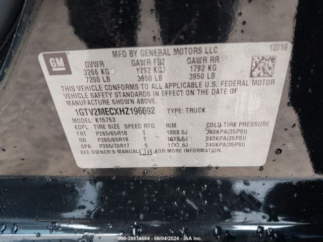 1GTV2MECXHZ196692 GMC Sierra 1500 Sle