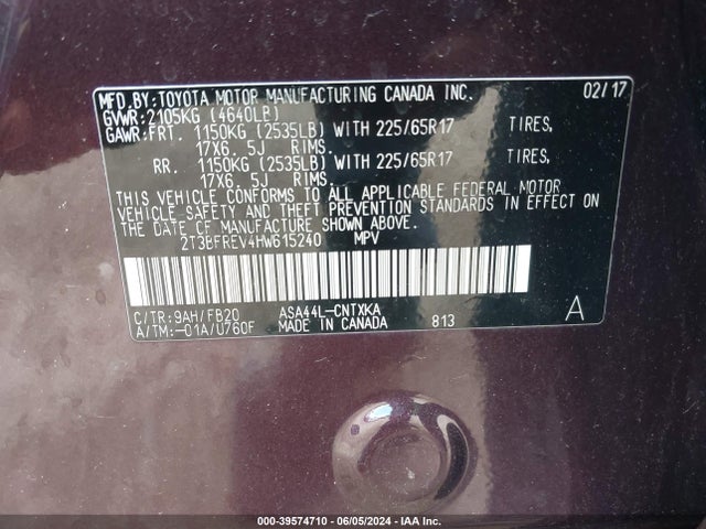Toyota RAV4 LE 2017 2T3BFREV4HW615240 Image 9