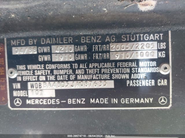 1988 MERCEDES-BENZ 560 WDBBA48D5JA087635 Photo 8