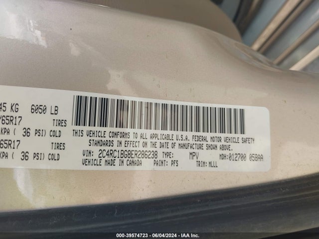 2C4RC1BG8ER286238 Chrysler Town & Country Touring