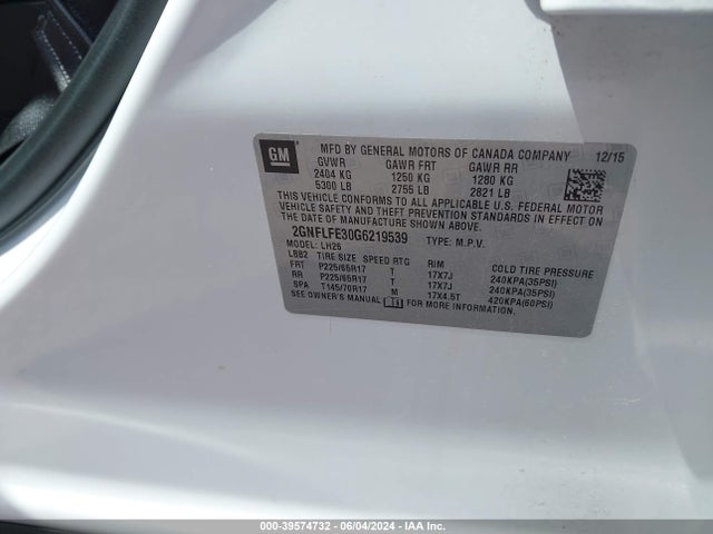 Chevrolet EQUINOX LT 2016 2GNFLFE30G6219539 Image 9
